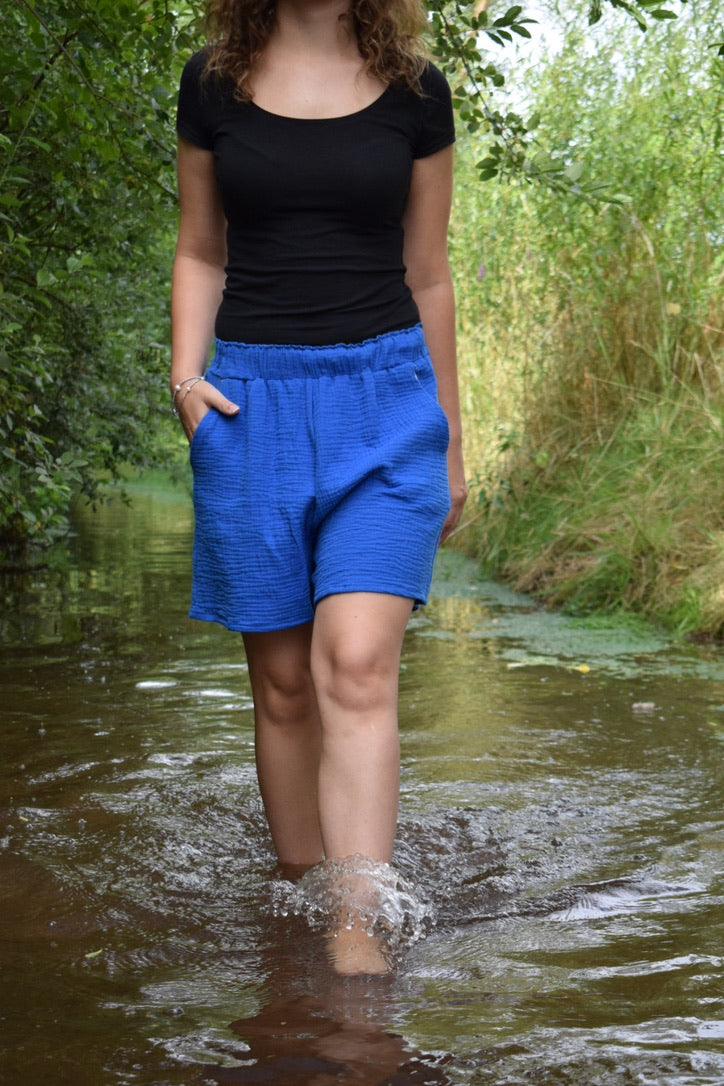 Musselin*Shorts THEA kobalt