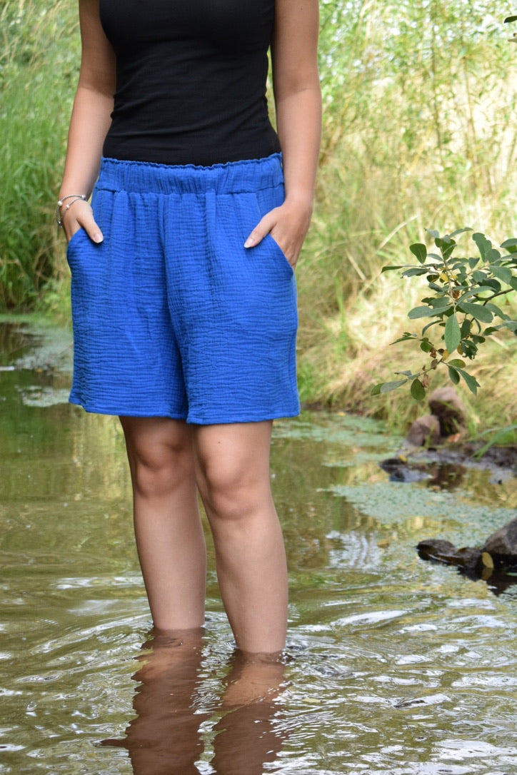 Musselin*Shorts THEA kobalt
