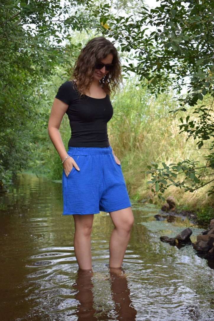 Musselin*Shorts THEA kobalt
