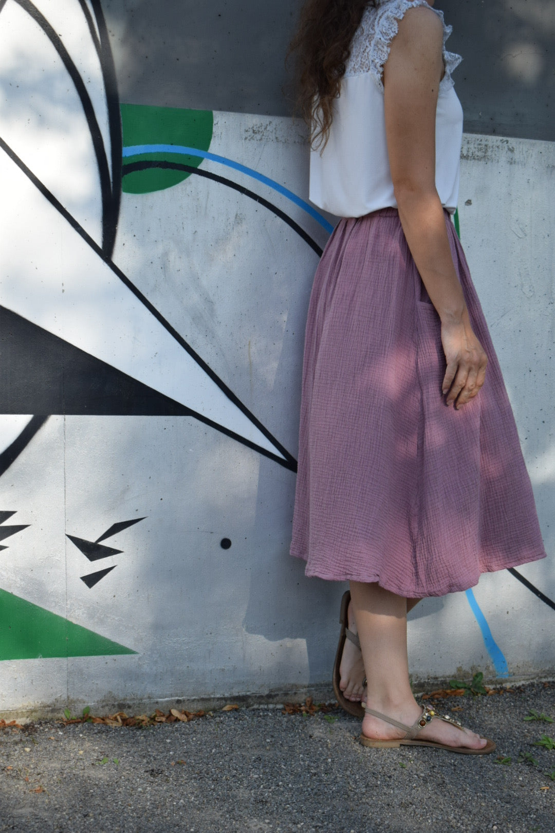 Musselin Midirock HEDDA | Bio & handmade | mauve