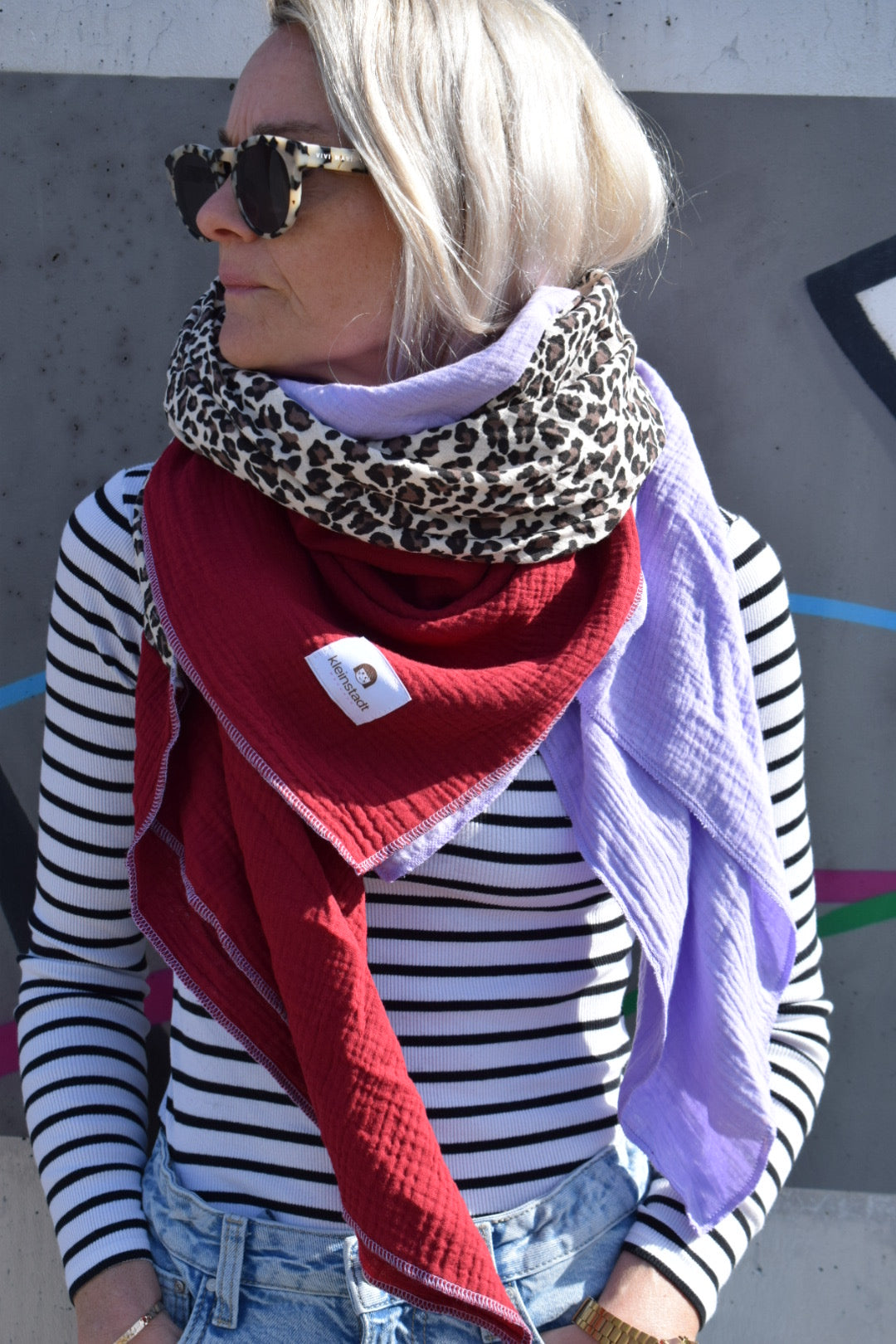 Mix*It | 3 Farben, 1 Schal, maximaler Style: flieder | Leo | bordeaux