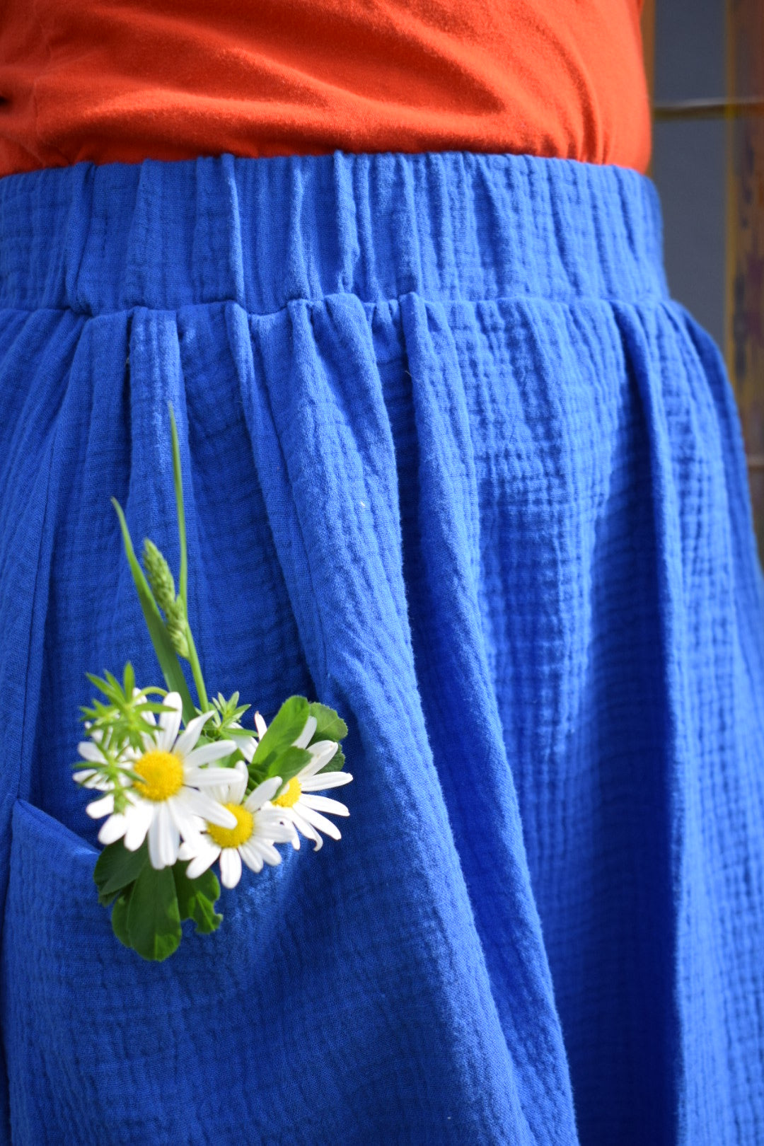 Musselin Midirock HEDDA | Bio & handmade | kobaltblau