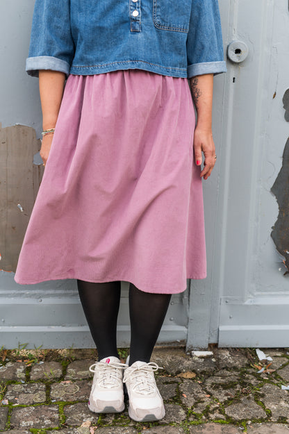 Rock HEDDA | Feincord Edition | Midi, clean & everyday wow | rosa