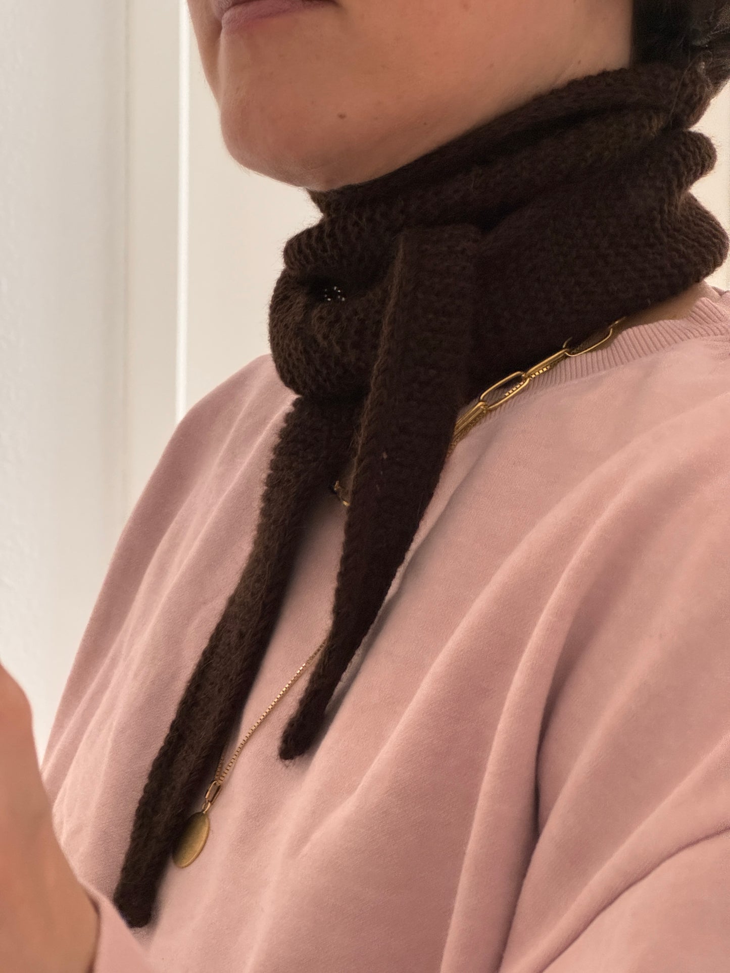 Kleiner Schal, große Liebe | handgestrickt | Alpaka braun