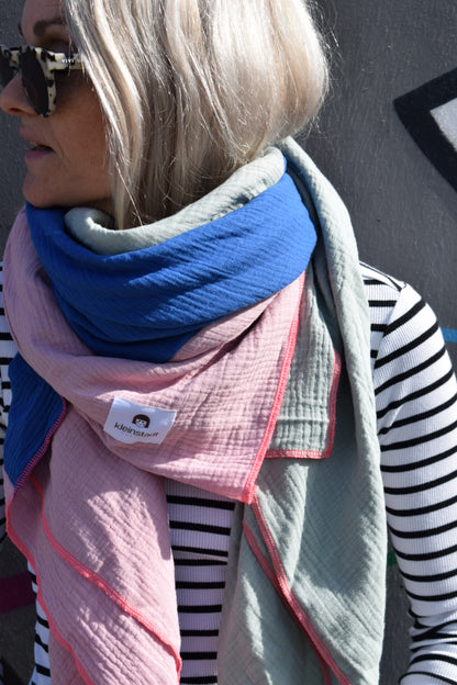 Mix*It | 3 Farben, 1 Schal, maximaler Style: salbei  | kobalt  | rosa