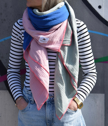 Mix*It | 3 Farben, 1 Schal, maximaler Style: salbei  | kobalt  | rosa