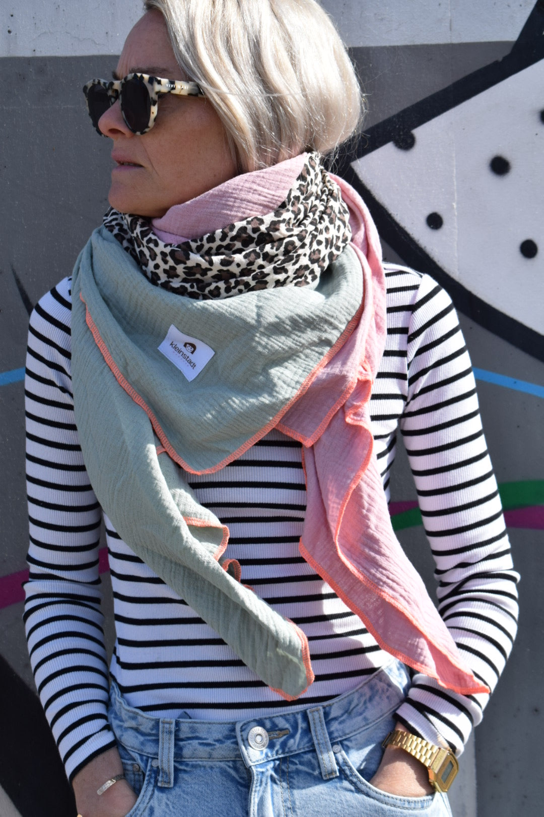 Mix*It | 3 Farben, 1 Schal, maximaler Style:  Leo | salbei | rosa