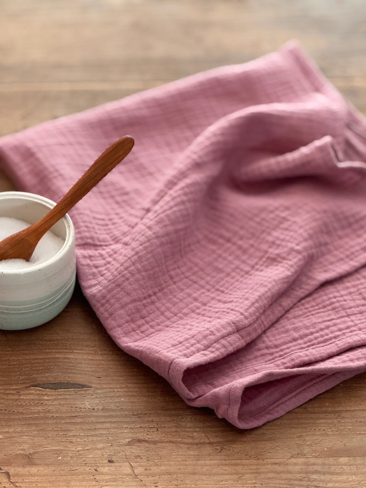Küchenhandtuch aus Musselin | mauve & salbei | saugstark, weich & bügelfrei