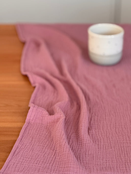Tischläufer Musselin Mauve | klein, bügelfrei & handmade