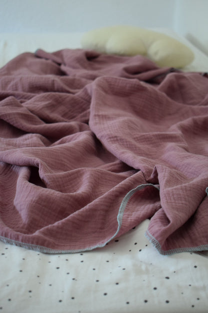 Leichte Musselindecke Bio-Baumwolle | Sommer Must-Have | mauve