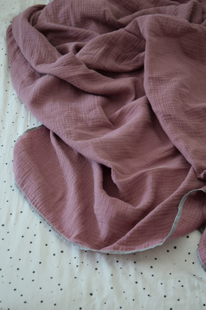 Leichte Musselindecke Bio-Baumwolle | Sommer Must-Have | mauve