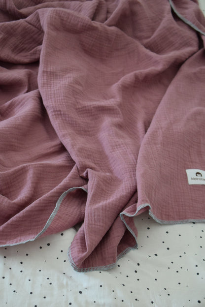 Leichte Musselindecke Bio-Baumwolle | Sommer Must-Have | mauve