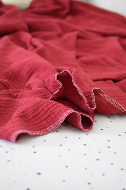 Leichte Musselindecke Bio-Baumwolle | Sommer Must-Have | bordeaux