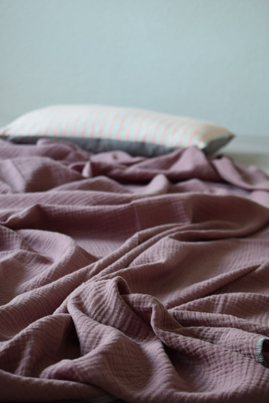 Leichte Musselindecke Bio-Baumwolle | Sommer Must-Have | mauve