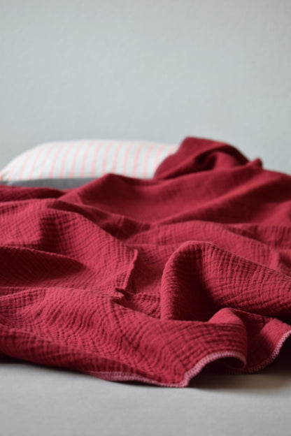 Leichte Musselindecke Bio-Baumwolle | Sommer Must-Have | bordeaux