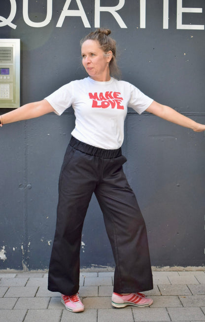 Culotte aus Baumwoll-Twill | bequem, lässig & everyday-ready | schwarz