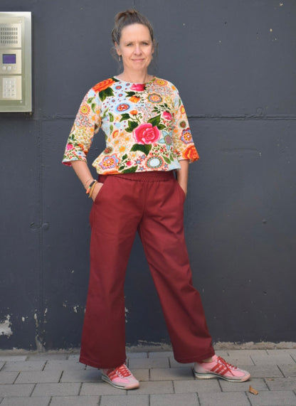 Culotte aus Baumwoll-Twill | bequem, lässig & everyday-ready | bordeaux