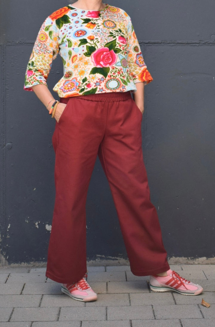 Culotte aus Baumwoll-Twill | bequem, lässig & everyday-ready | bordeaux