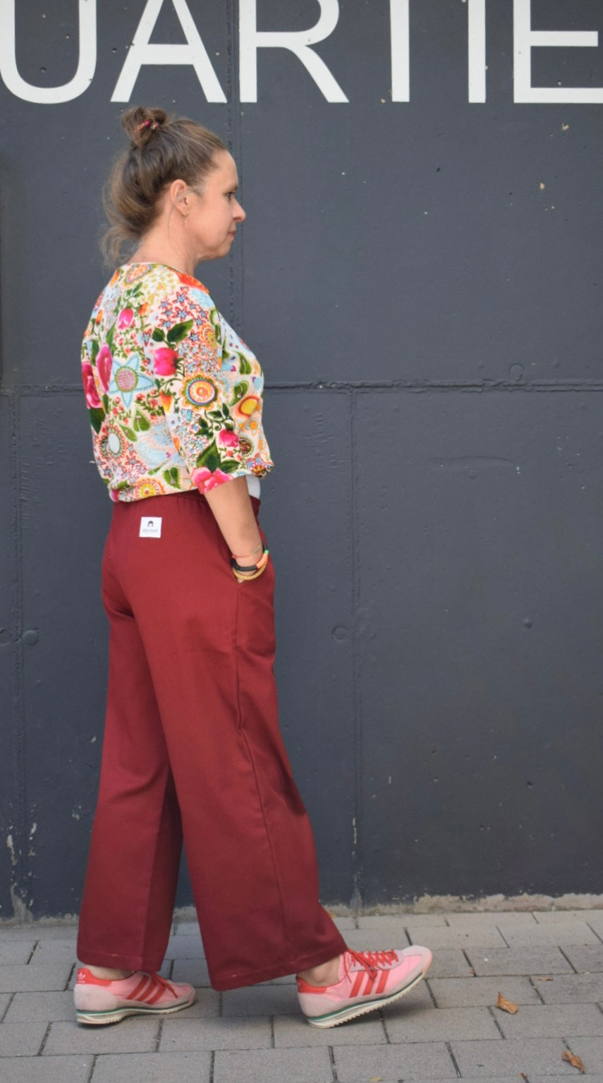 Culotte aus Baumwoll-Twill | bequem, lässig & everyday-ready | bordeaux