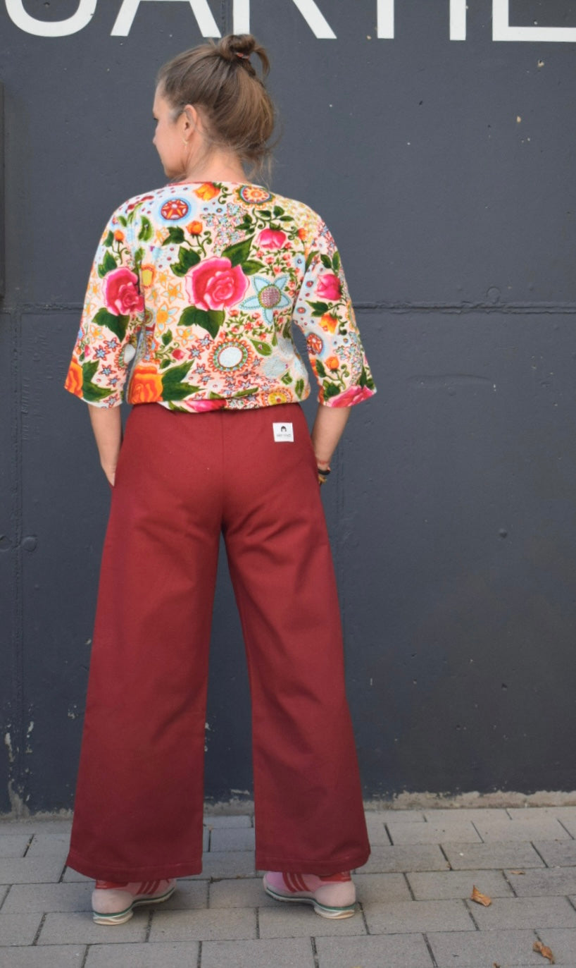 Culotte aus Baumwoll-Twill | bequem, lässig & everyday-ready | bordeaux