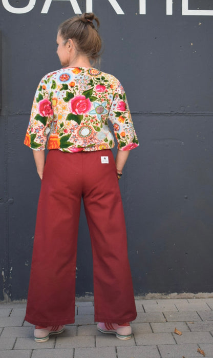 Culotte aus Baumwoll-Twill | bequem, lässig & everyday-ready | bordeaux